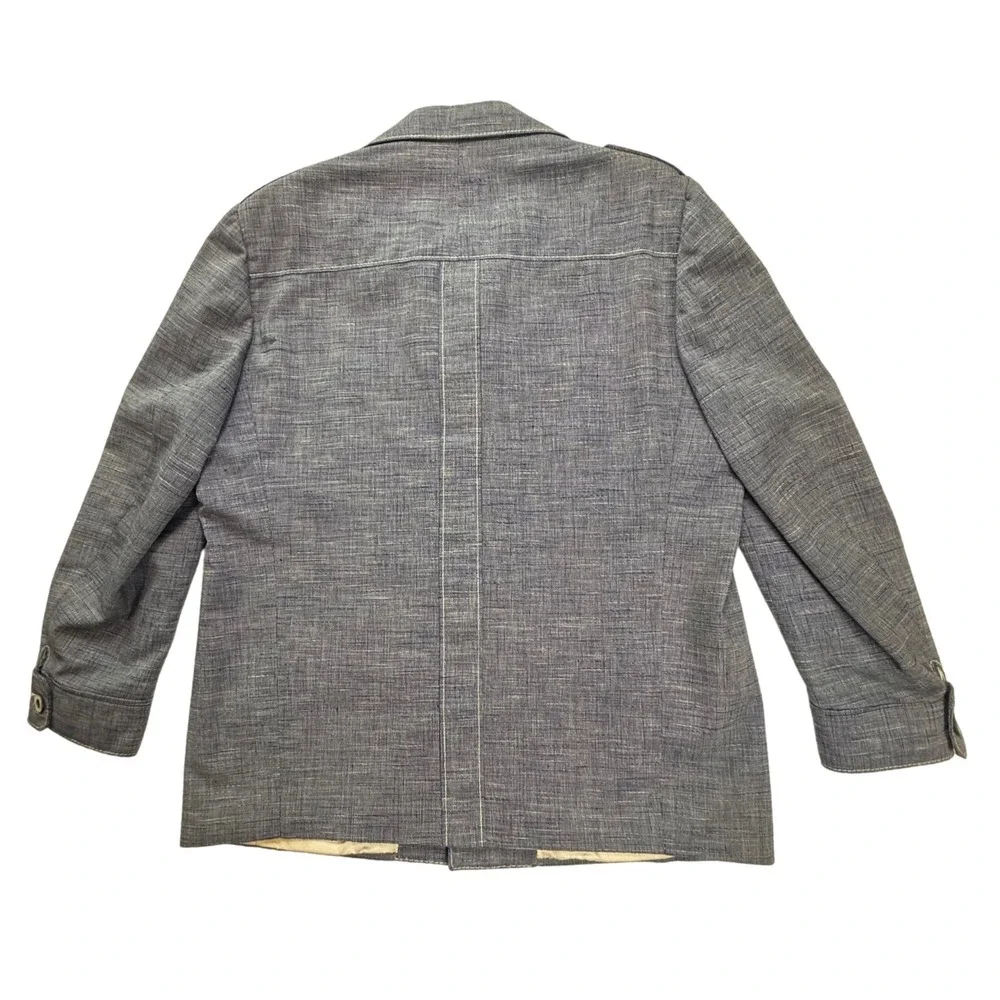 Vintage John Carl's Clayton Blue Safari Leisure Jacket Contrast Stitch 42 Chest‎